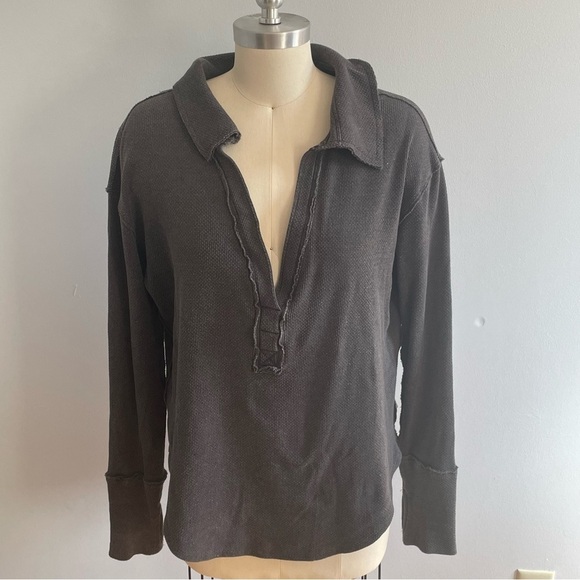 We the Free Anakin Thermal Top for Women- Charcoal- Oversized- Size Small - Picture 3 of 10